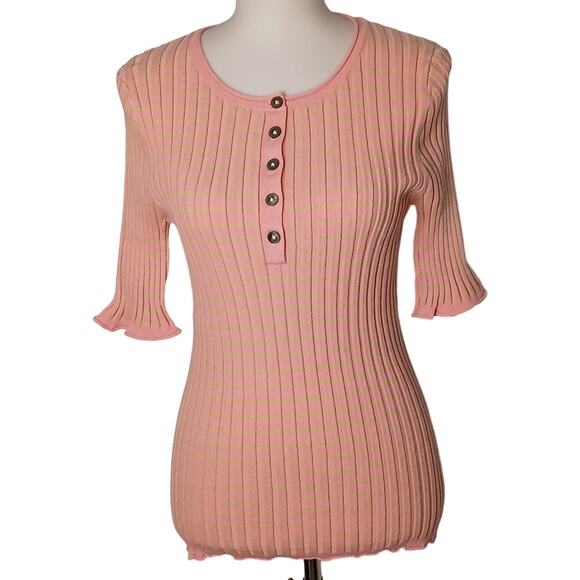 Vintage Sundance Poorboy ribbed top lettuce hem deadstock Large 90s does 70s - Picture 1 of 8